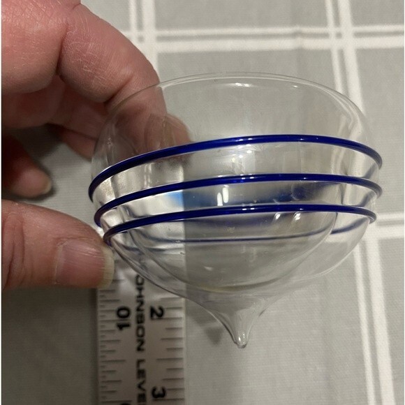 RARE Department 56 Set 4 Floating Glass Votive Holders Clear Cobalt Blue Swirl - Picture 9 of 13